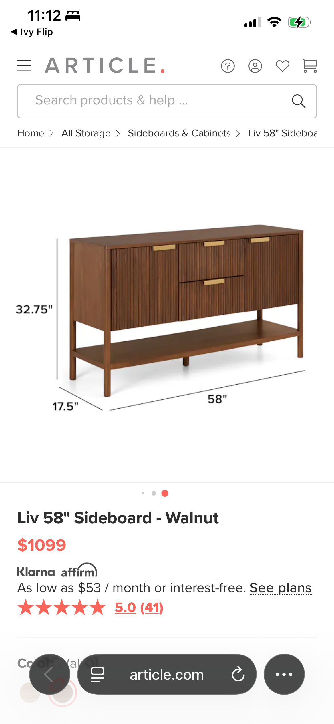 Article Liv 58" Sideboard - Walnut