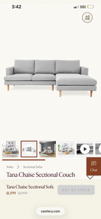 Castlery Tana Chaise Sectional in Pearl Gray