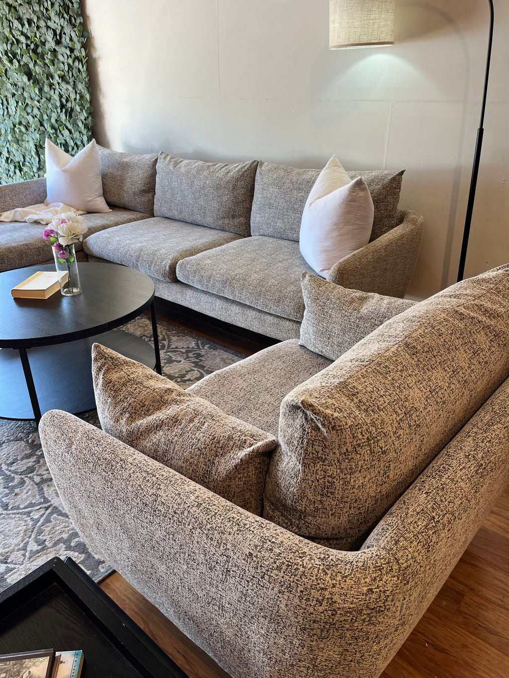 Albany Park Lido Sectional with Oversized Chair in Pebble Gray