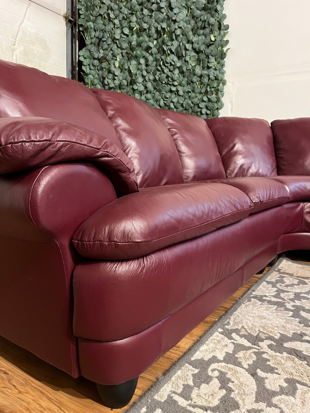Natuzzi Italia Leather Sectional in Burgundy