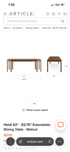 Article Heidi 62" - 82.75" Extendable Dining Table - Walnut