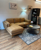 Article Timber Leather Sectional - Charme Tan