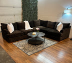 Jordan’s Furniture Sectional in Velvet Chocolate Brown