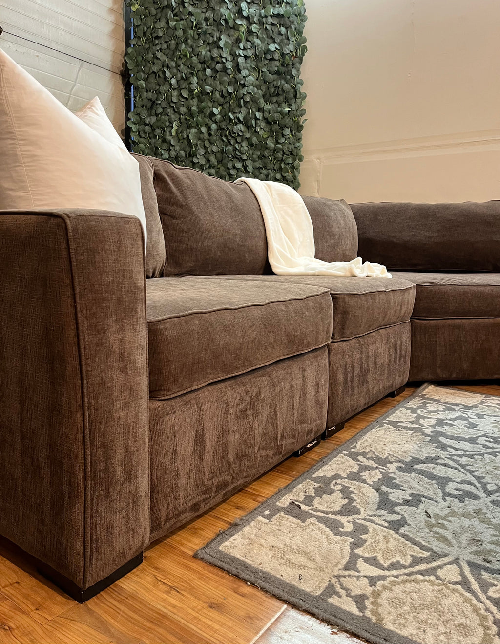 Macy’s Radley Sectional with Ottoman in Java Brown