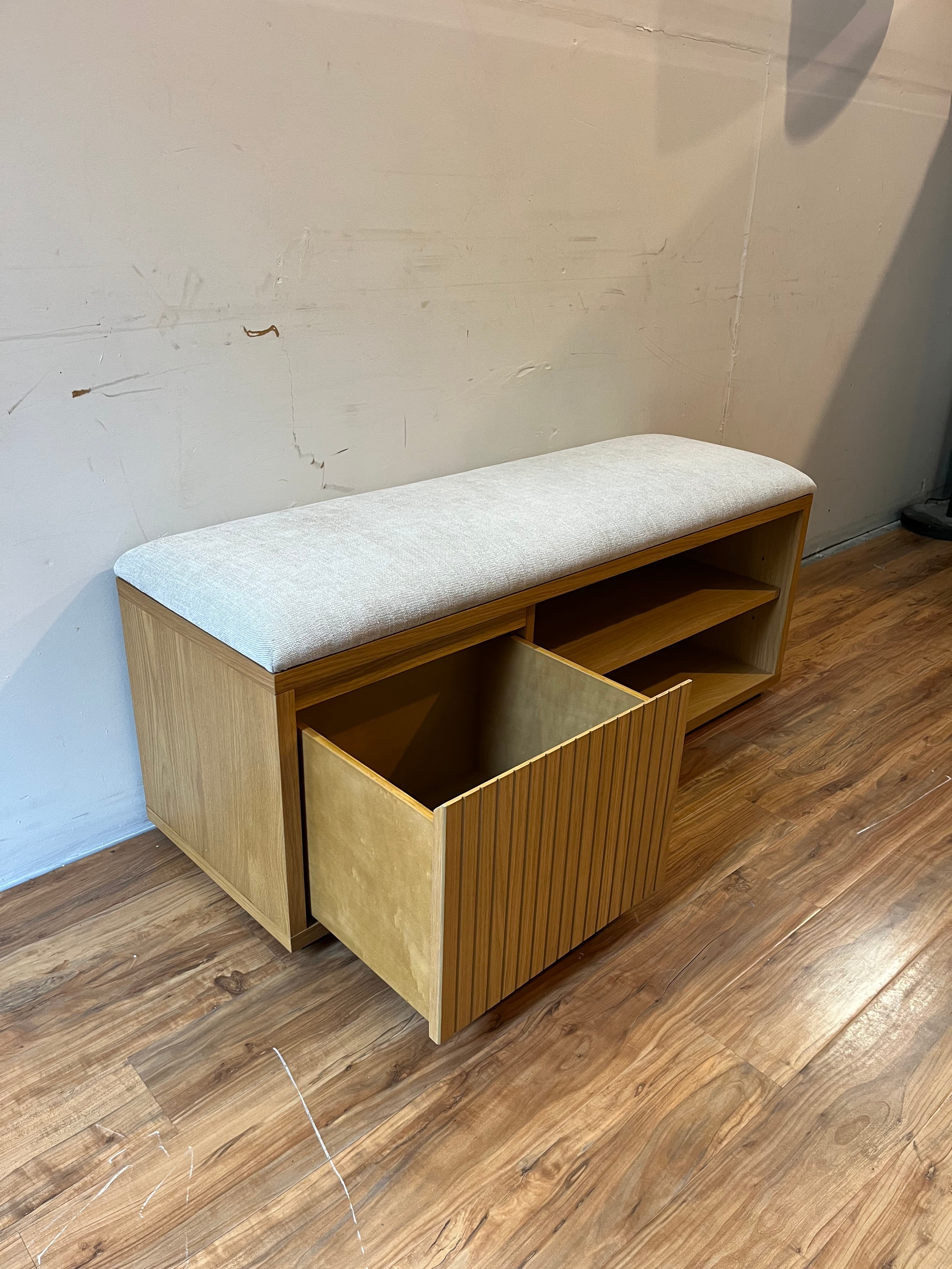 Article Kouva 47" Bench - Natural Oak and Santolina Gray