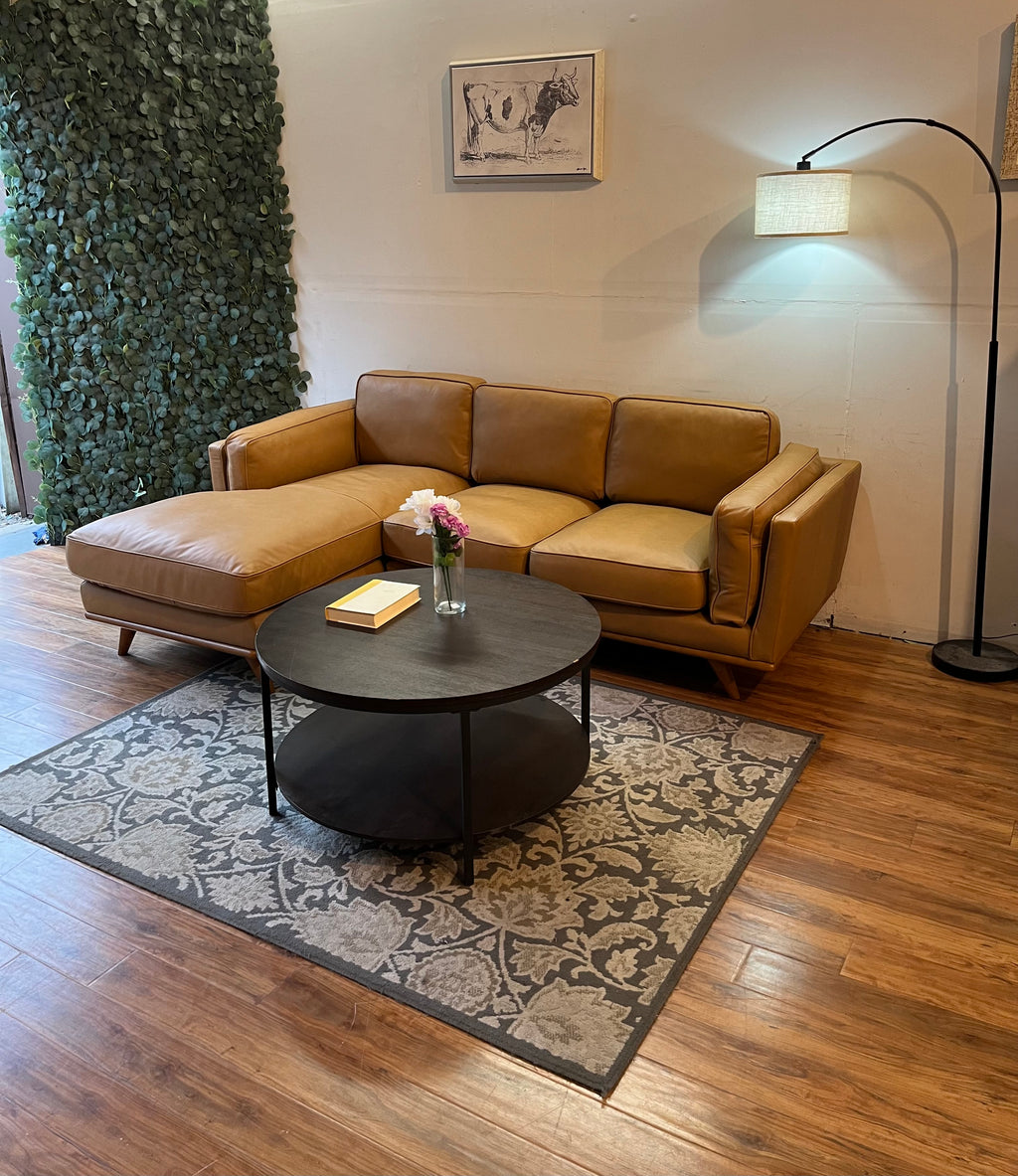 Article Timber Leather Sectional - Charme Tan