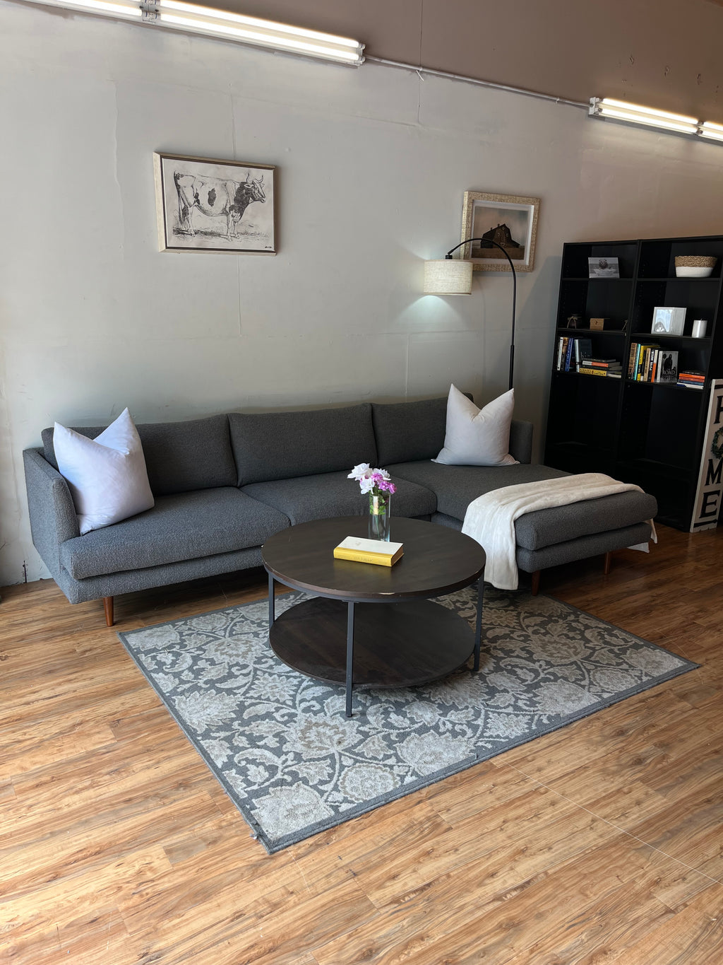 AllModern Sectional with Chaise in Bouclé Slate
