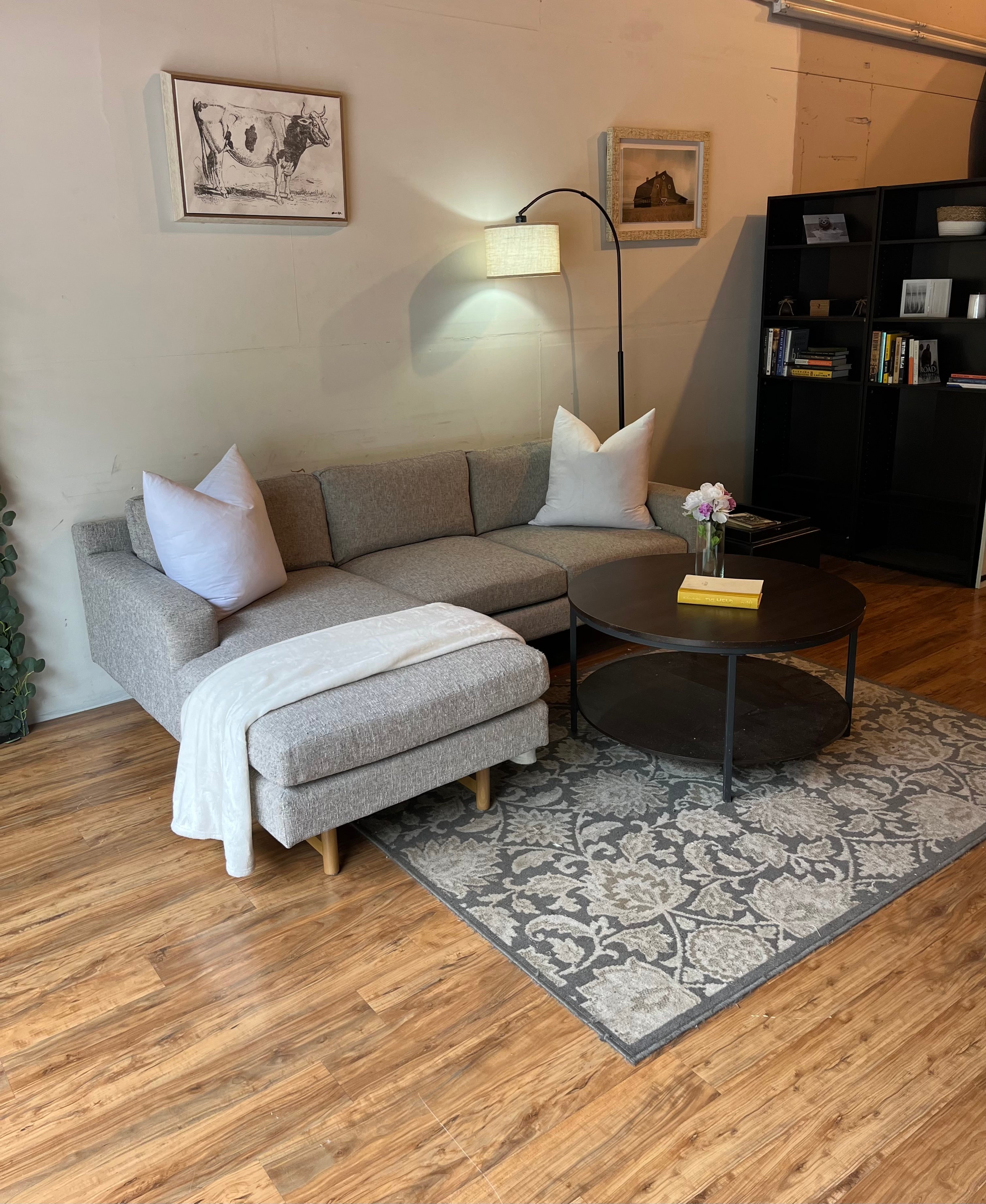 West Elm Eddy Sectional with Reversible Chaise in Pearl Gray