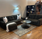 Jordan’s Furniture Sectional and Loveseat Set in Charcoal Gray