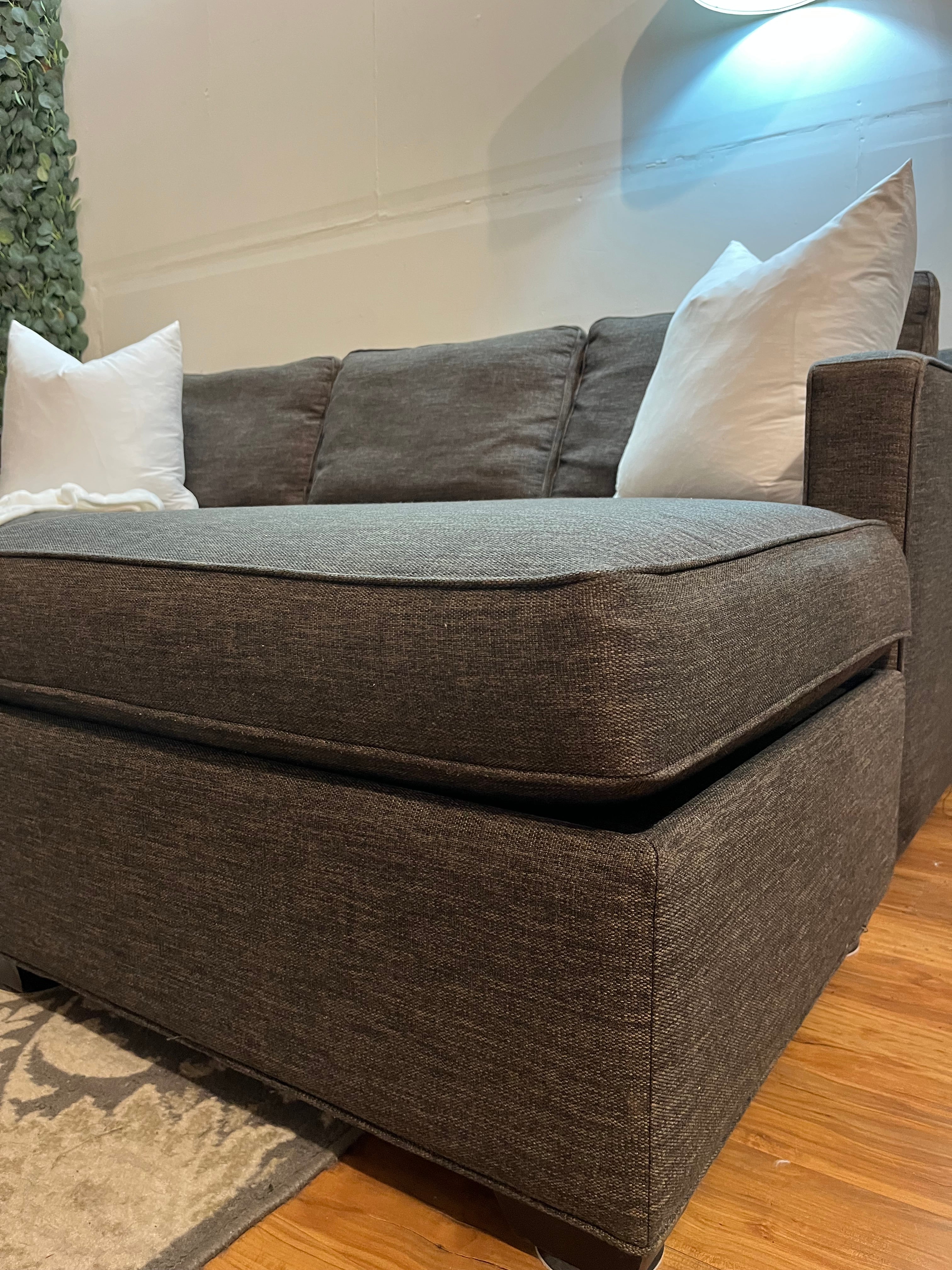 Crate & Barrel Barrett Sectional with Reversible Chaise in Chocolate Brown