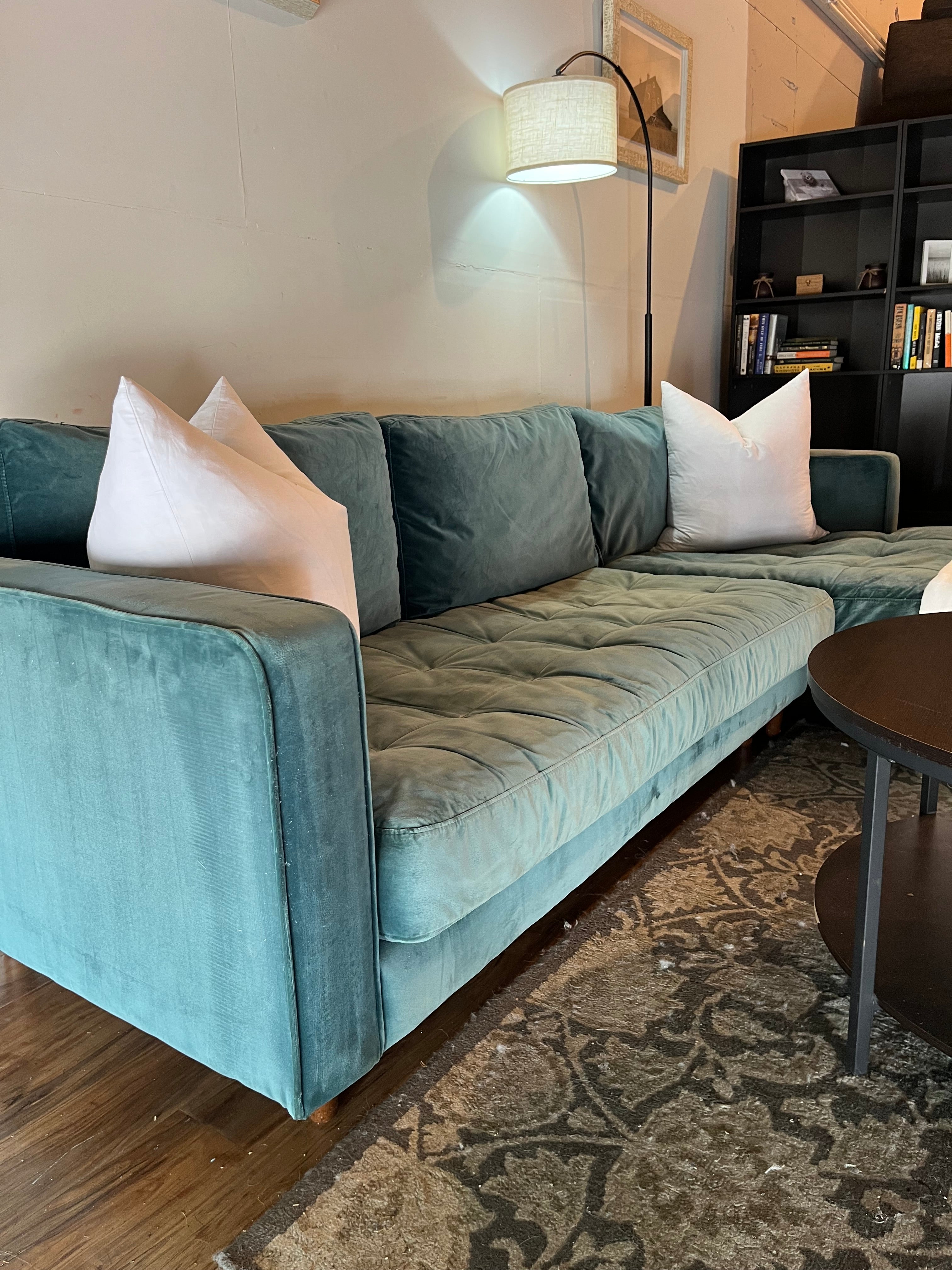 Article Sven Velvet Sectional in Pacific Blue
