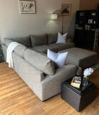 Cardi’s Furniture Sectional and Ottoman in Stone Gray