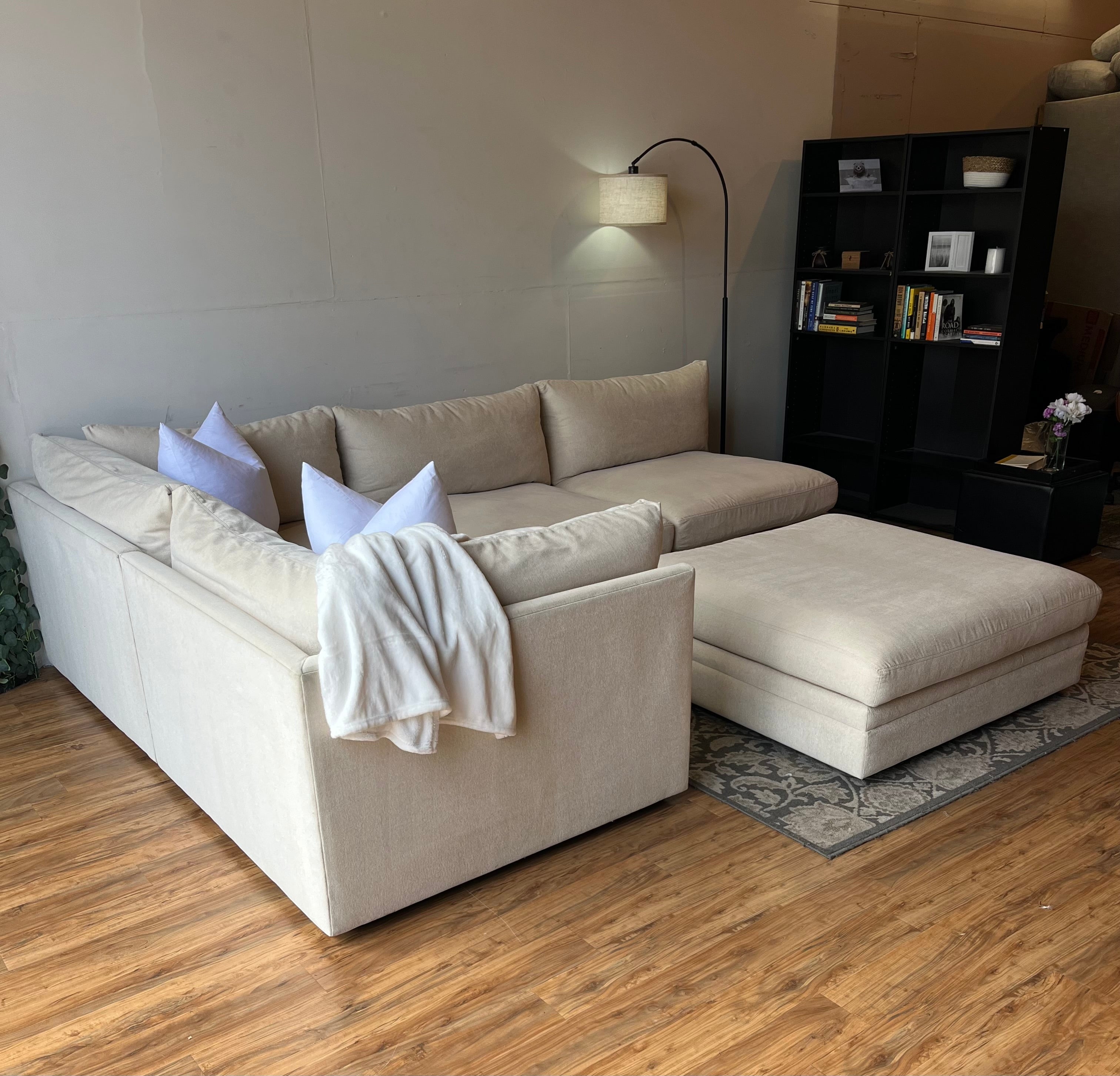 Arhaus Modular Sectional with Ottoman in Rich Cream