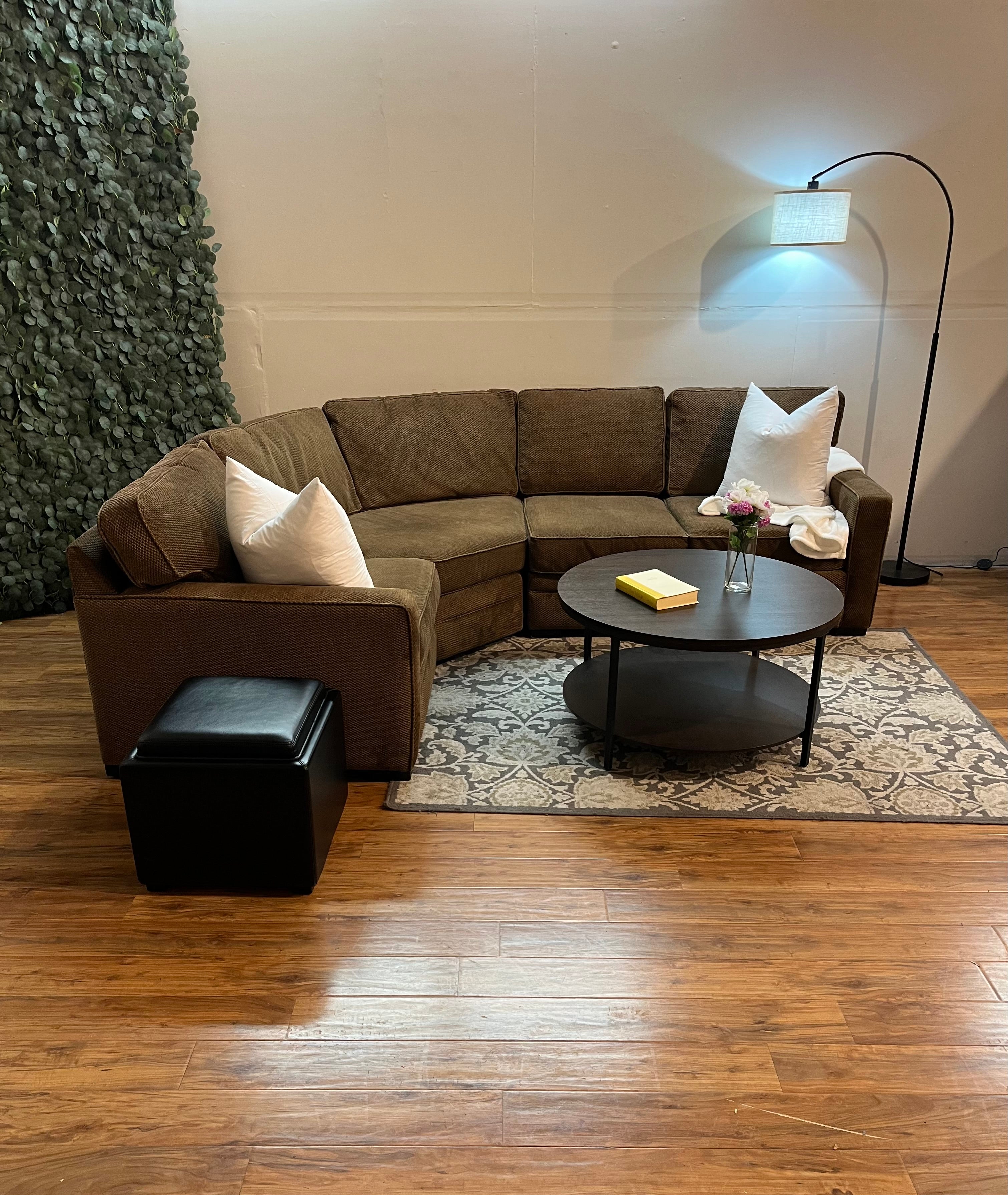 Jordan’s Furniture Sectional in Olive Brown