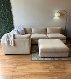 Arhaus Modular Sectional with Ottoman in Rich Cream