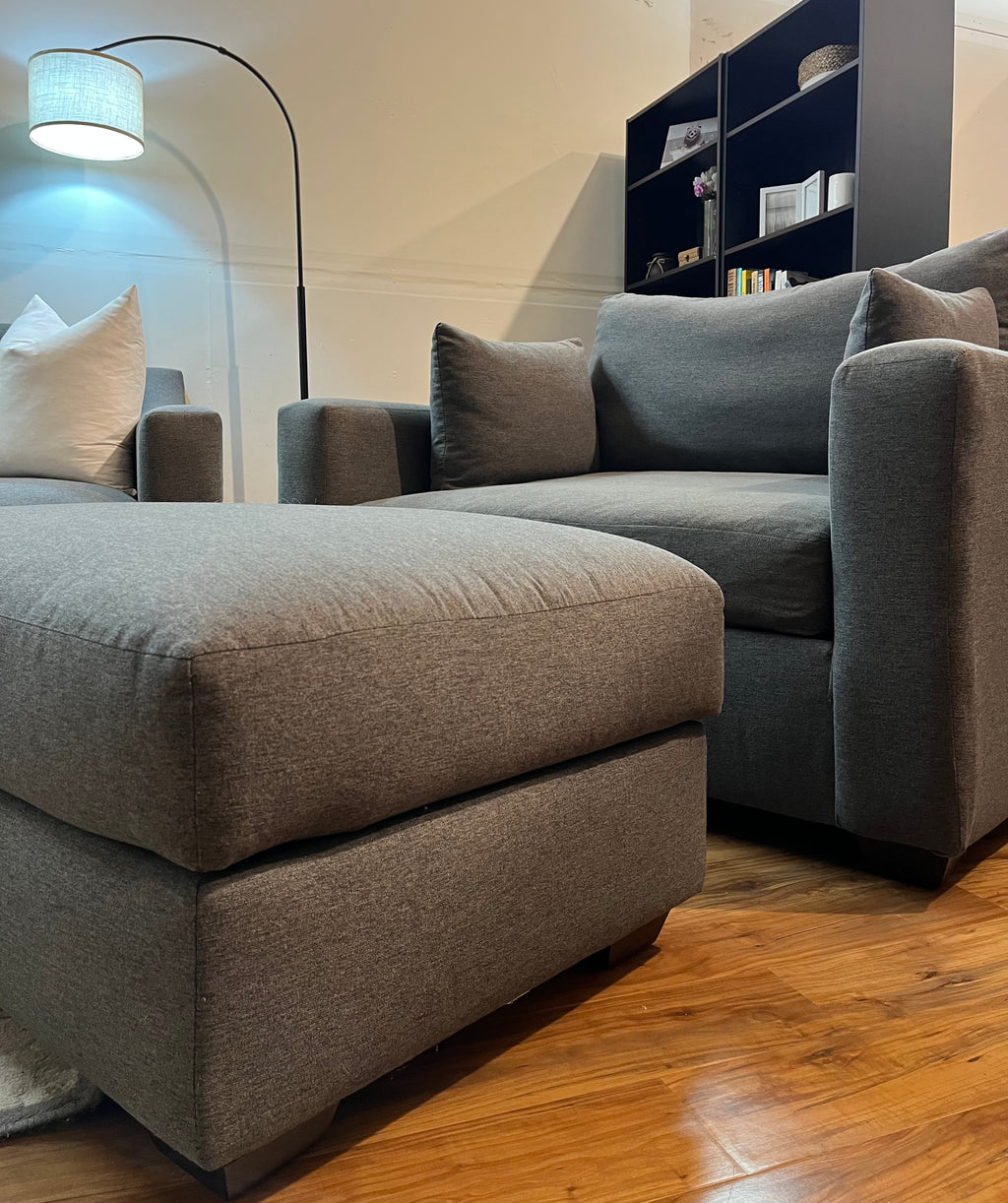 Oversized Sofa, Chair & Ottoman in Dark Slate