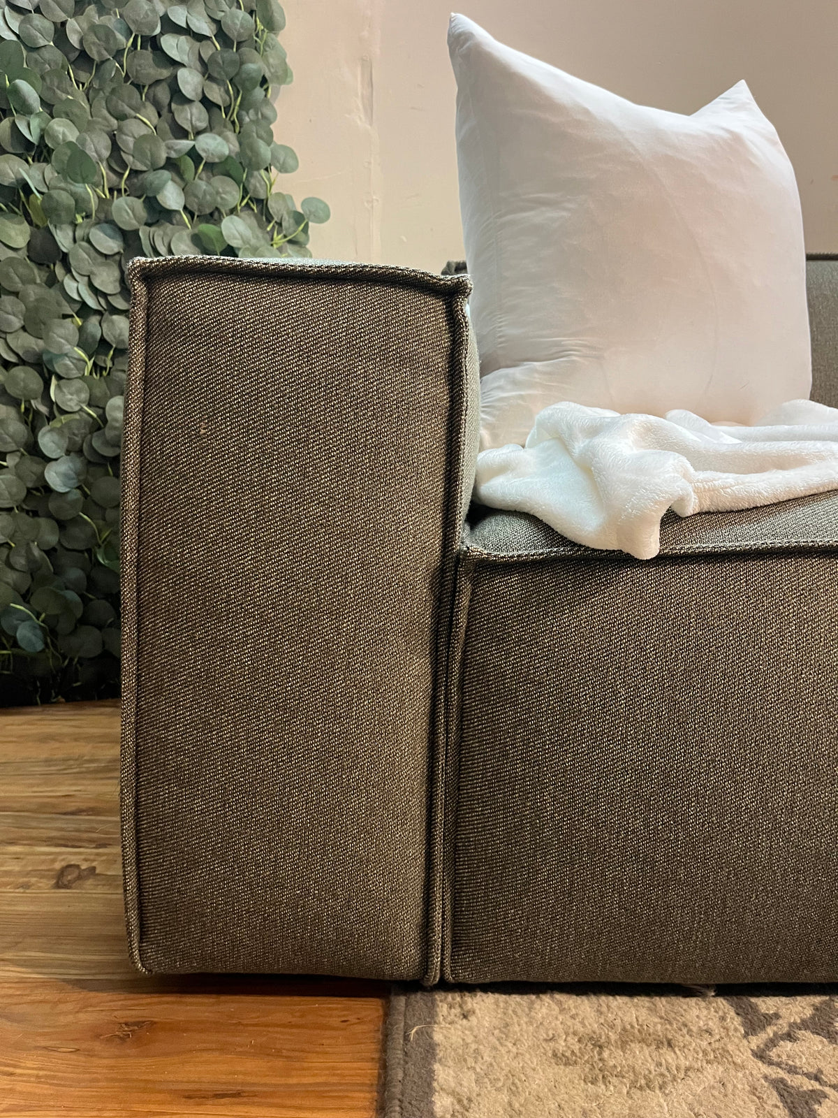 Castlery Johnathan Sectional in Performance Twill, Moss
