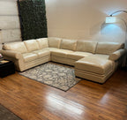 Chateau d’Ax Italian Leather Sectional in Ivory