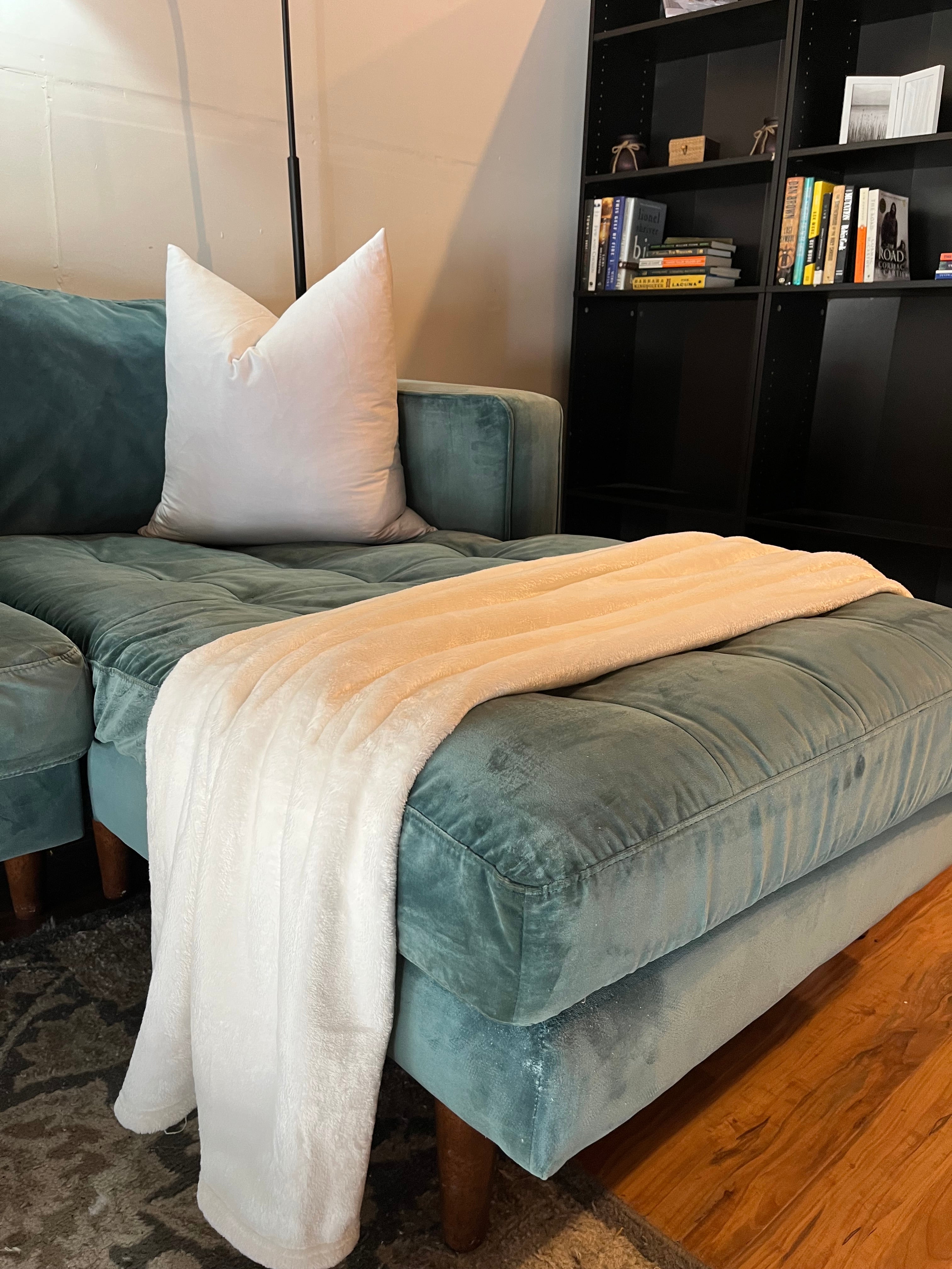 Article Sven Velvet Sectional in Pacific Blue