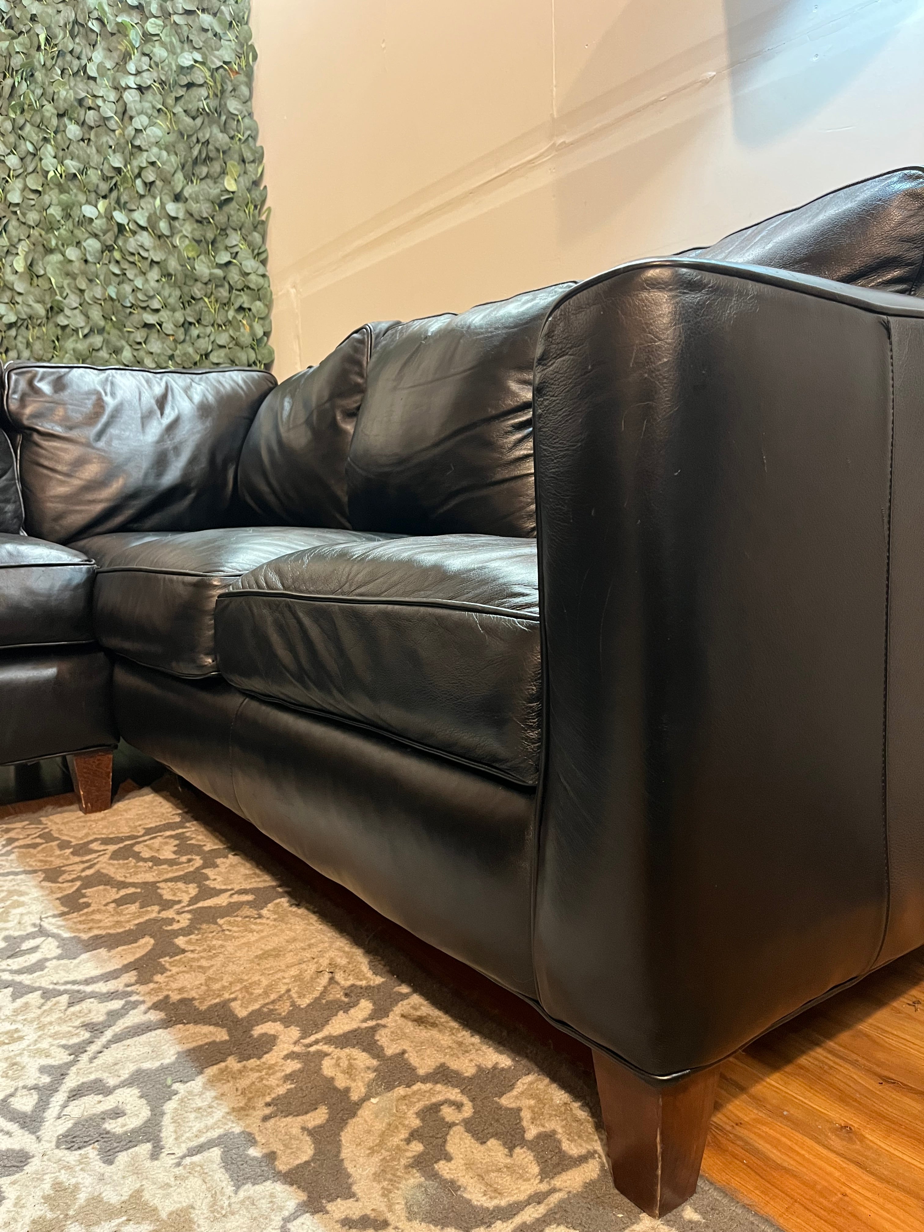 Bradington Young Leather Sectional in Jet Black