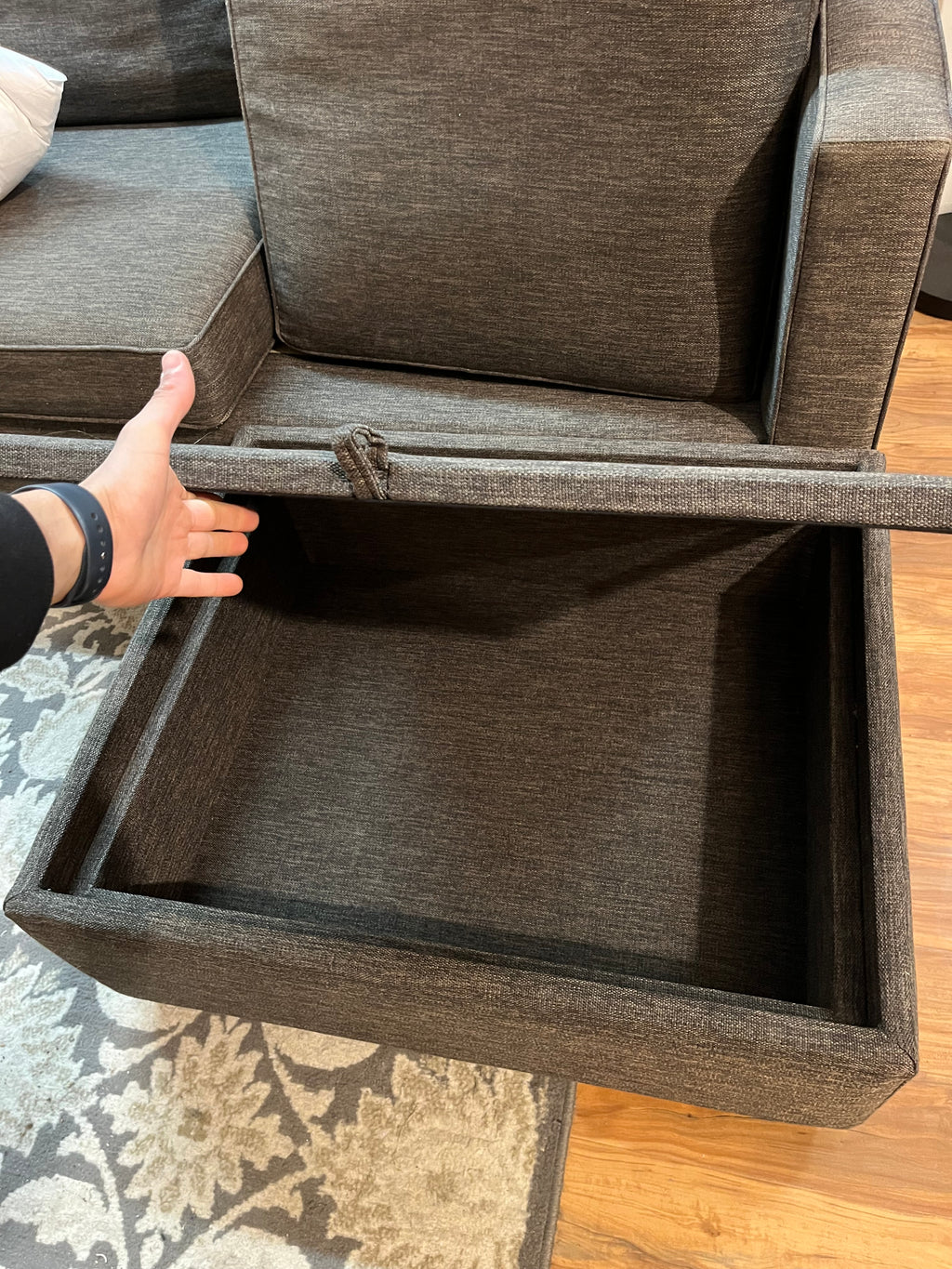 Crate & Barrel Barrett Sectional with Reversible Chaise in Chocolate Brown