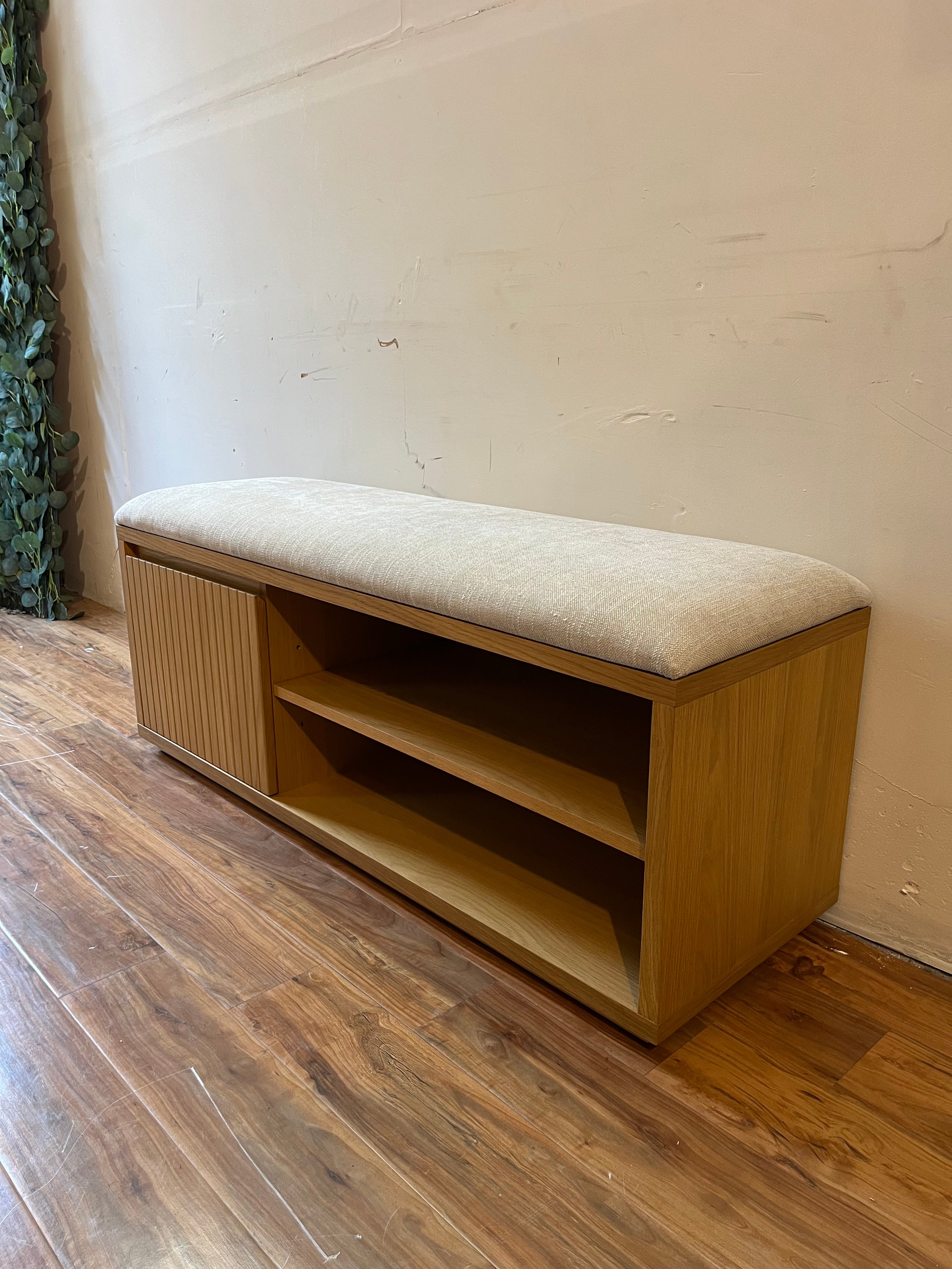 Article Kouva 47" Bench - Natural Oak and Santolina Gray