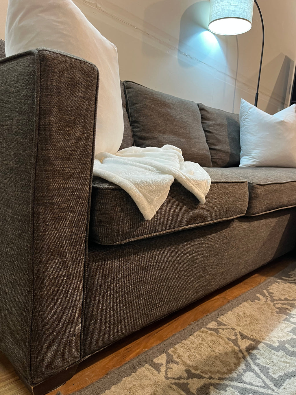 Crate & Barrel Barrett Sectional with Reversible Chaise in Chocolate Brown