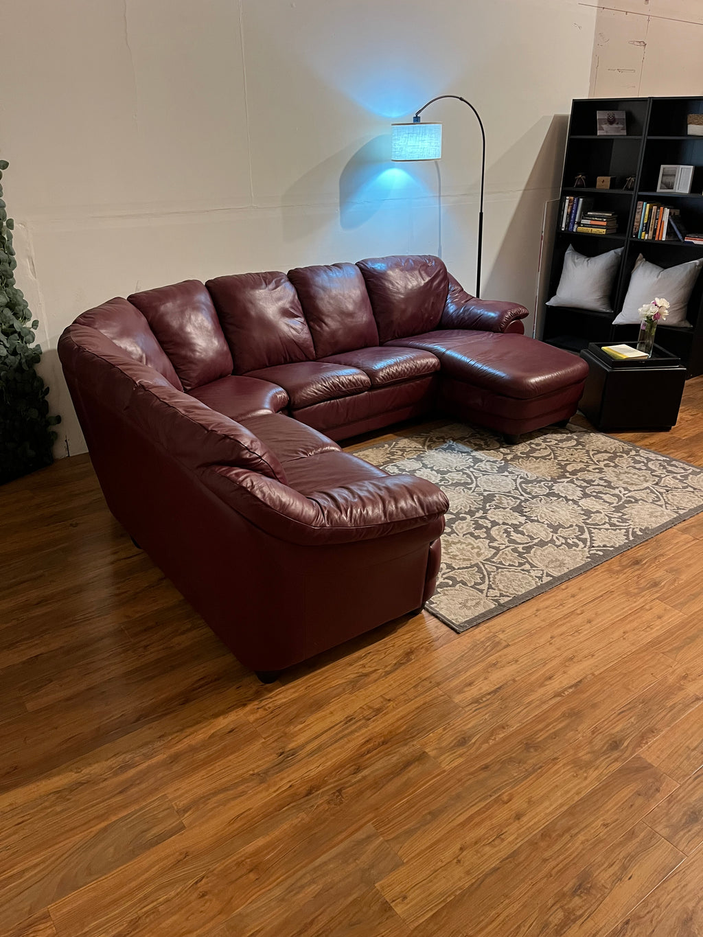 Natuzzi Italia Leather Sectional in Burgundy