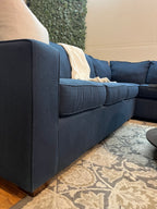 Jordan’s Furniture Corner Sectional in Navy Blue