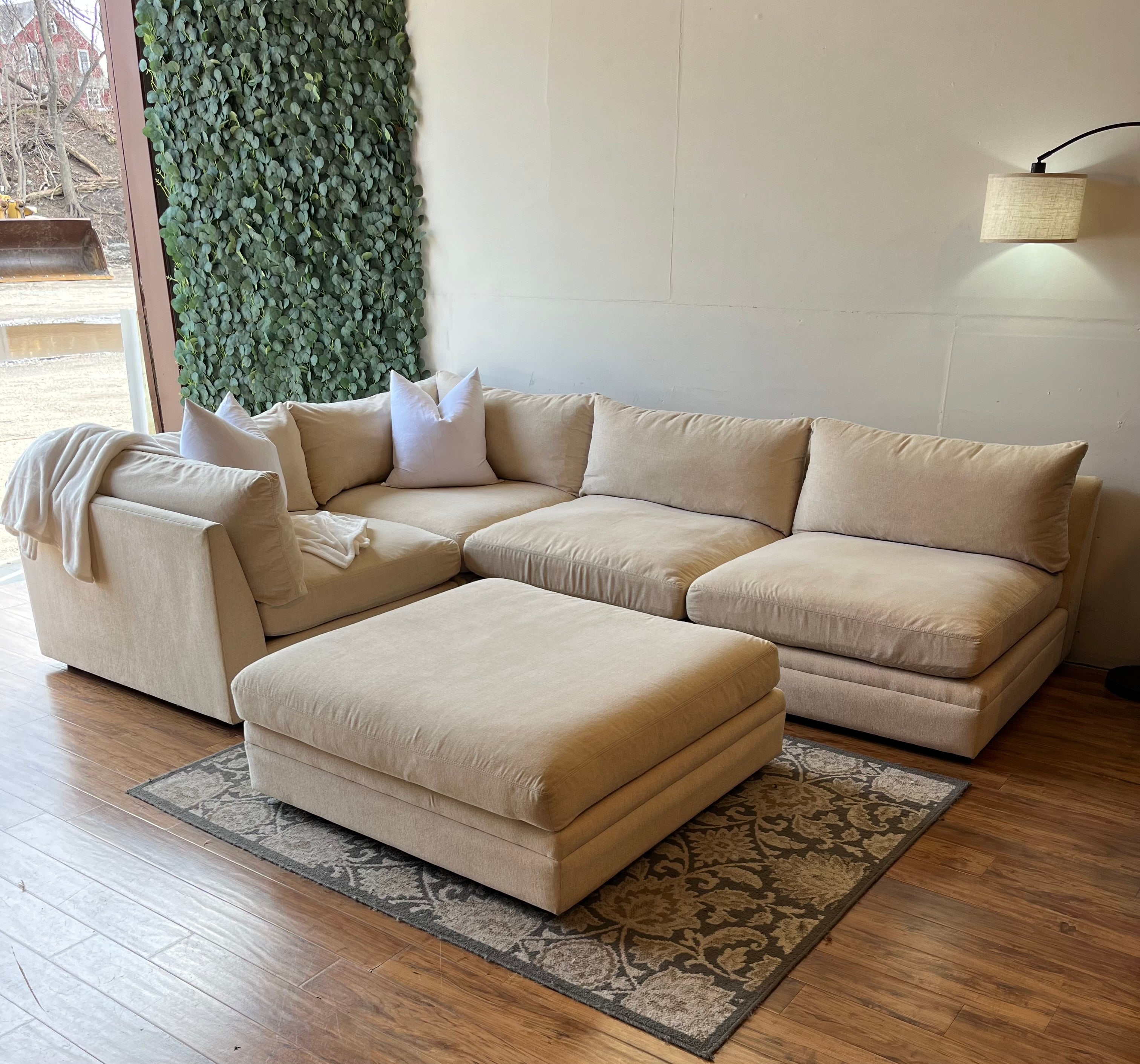 Arhaus Modular Sectional with Ottoman in Rich Cream