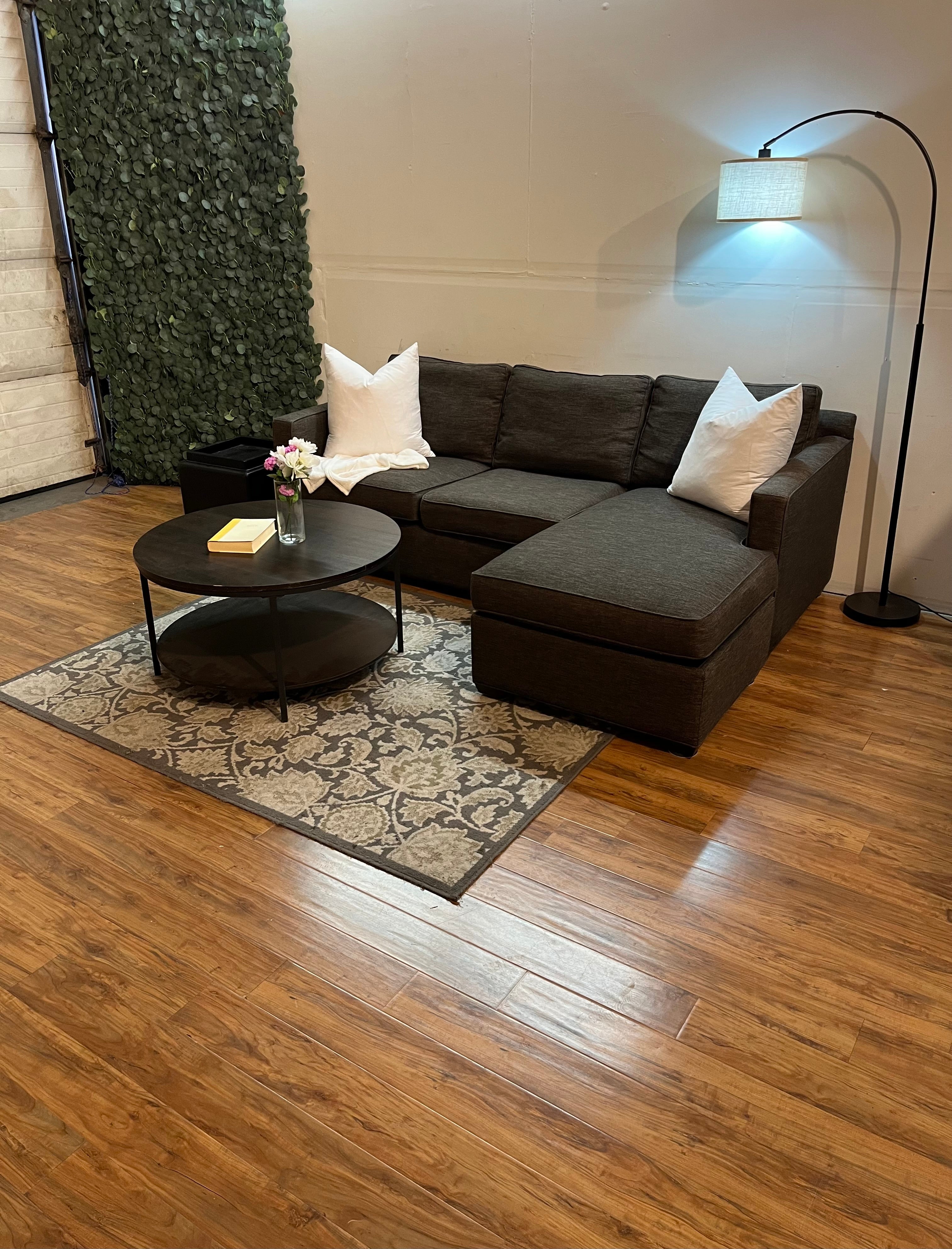 Crate & Barrel Barrett Sectional with Reversible Chaise in Chocolate Brown