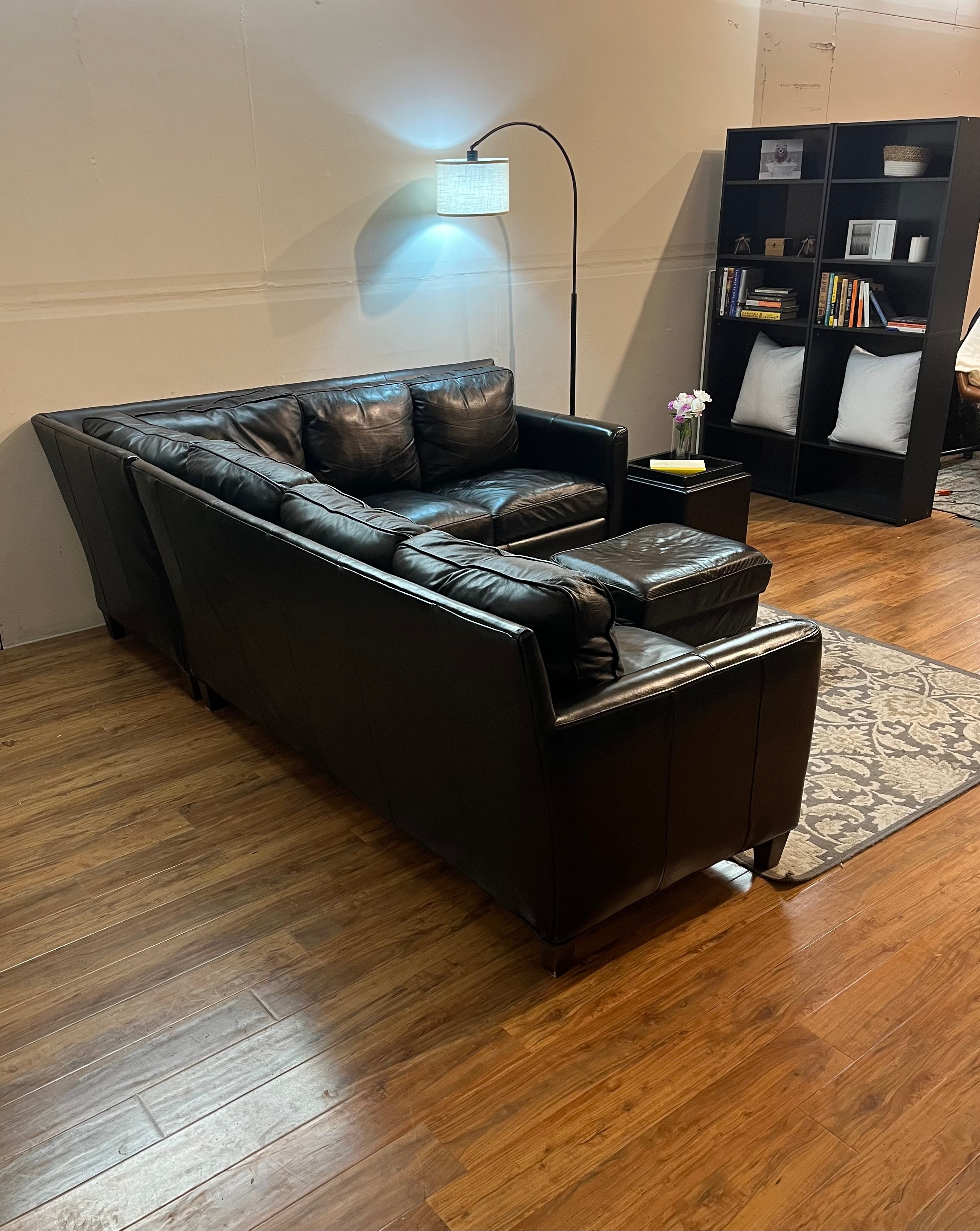 Bradington Young Leather Sectional in Jet Black