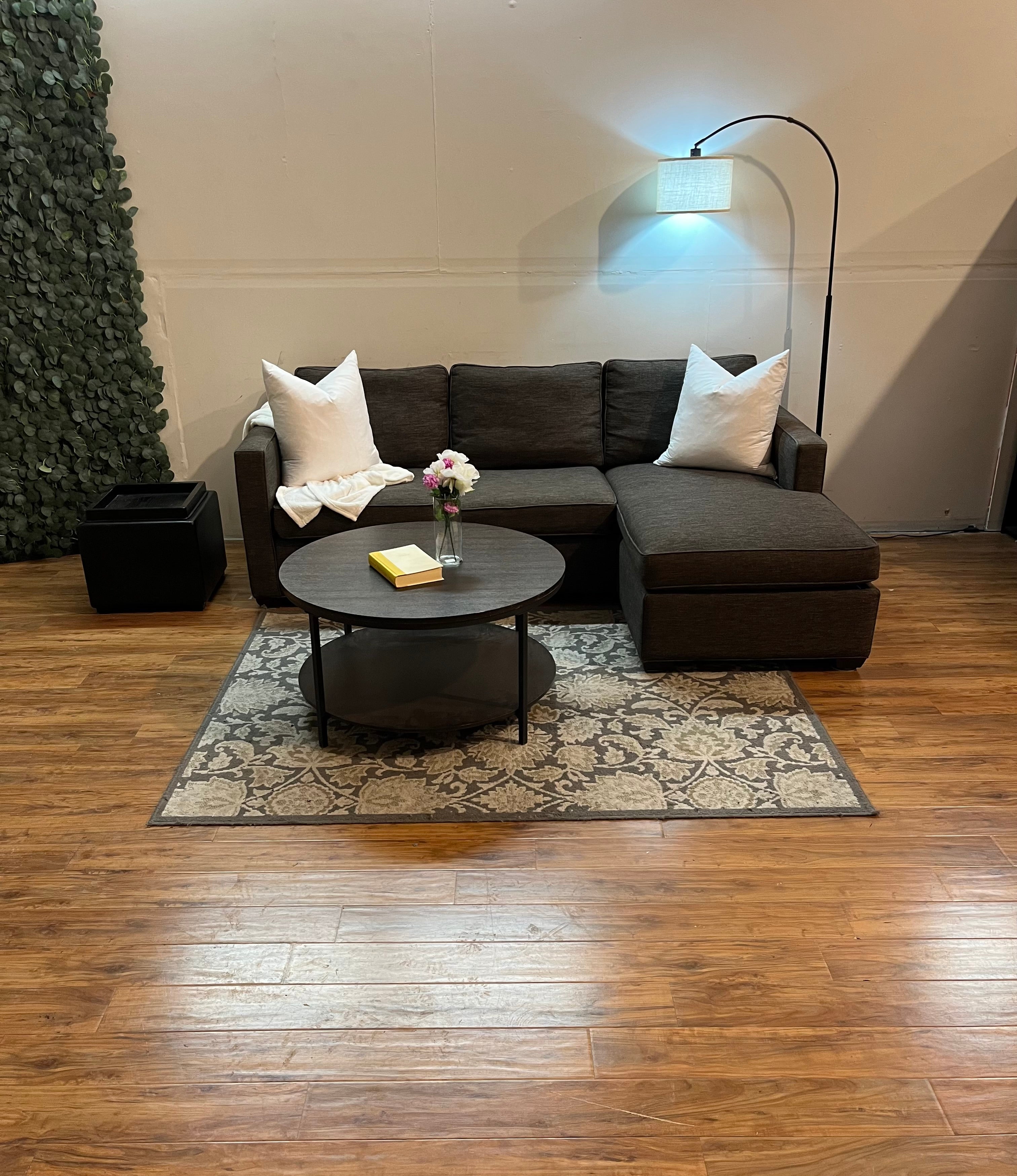 Crate & Barrel Barrett Sectional with Reversible Chaise in Chocolate Brown