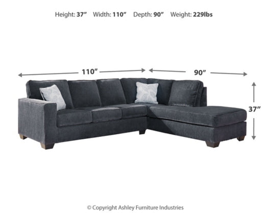 Ashford 2-Piece Sectional with RAF Chaise in Slate