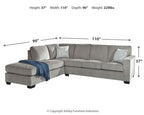 Altari 2-Piece Sleeper Sectional with LAF Chaise in Alloy