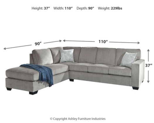 Altari 2-Piece Sleeper Sectional with LAF Chaise in Alloy