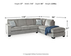 Altari 2-Piece Sleeper Sectional with RAF Chaise in Alloy