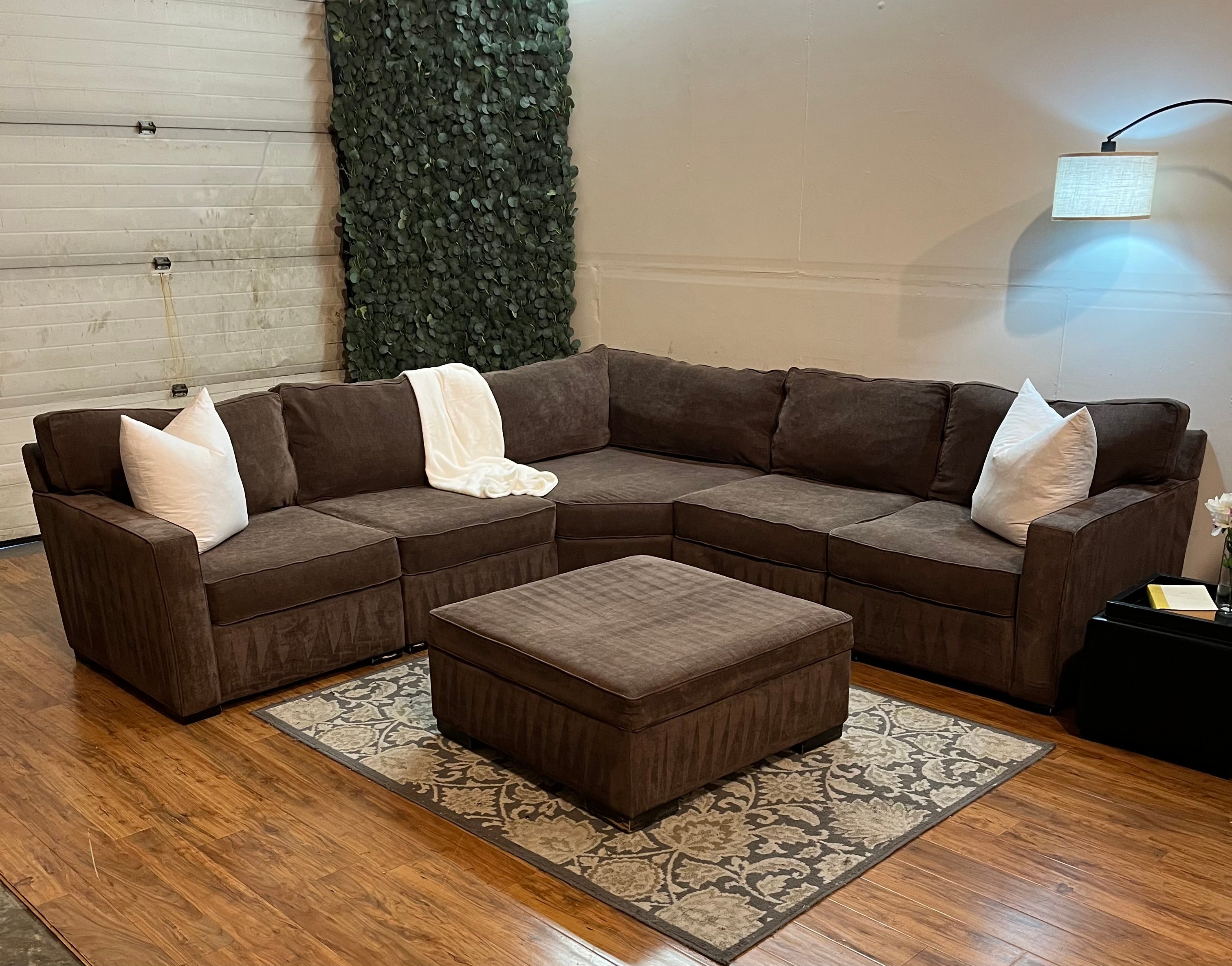 Macy’s Radley Sectional with Ottoman in Java Brown