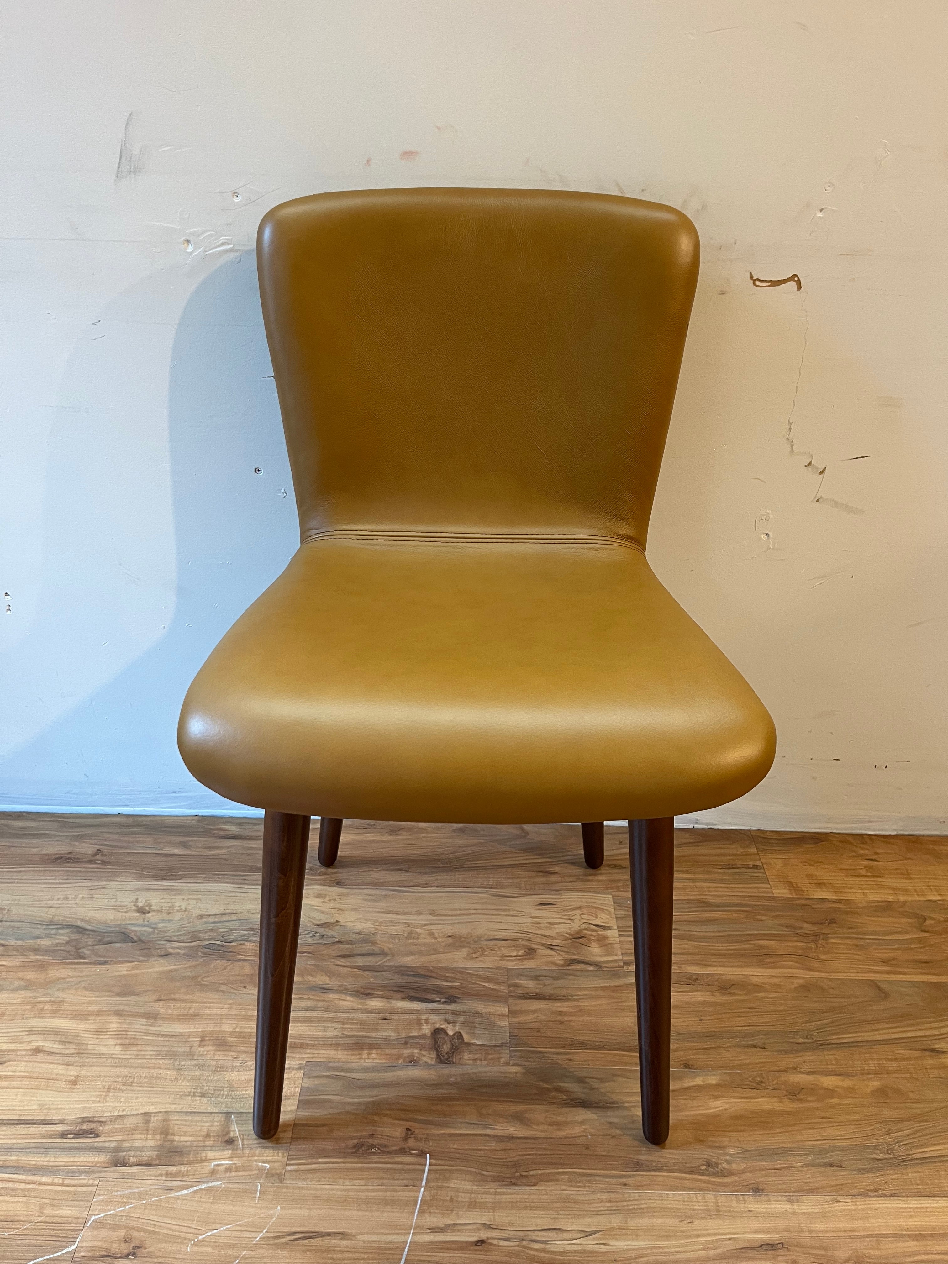 Article Sede Leather Dining Chairs (4) - Walnut And Toscana Tan