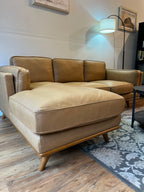 Article Timber Leather Sectional - Charme Tan