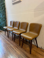 Article Sede Leather Dining Chairs (4) - Walnut And Toscana Tan