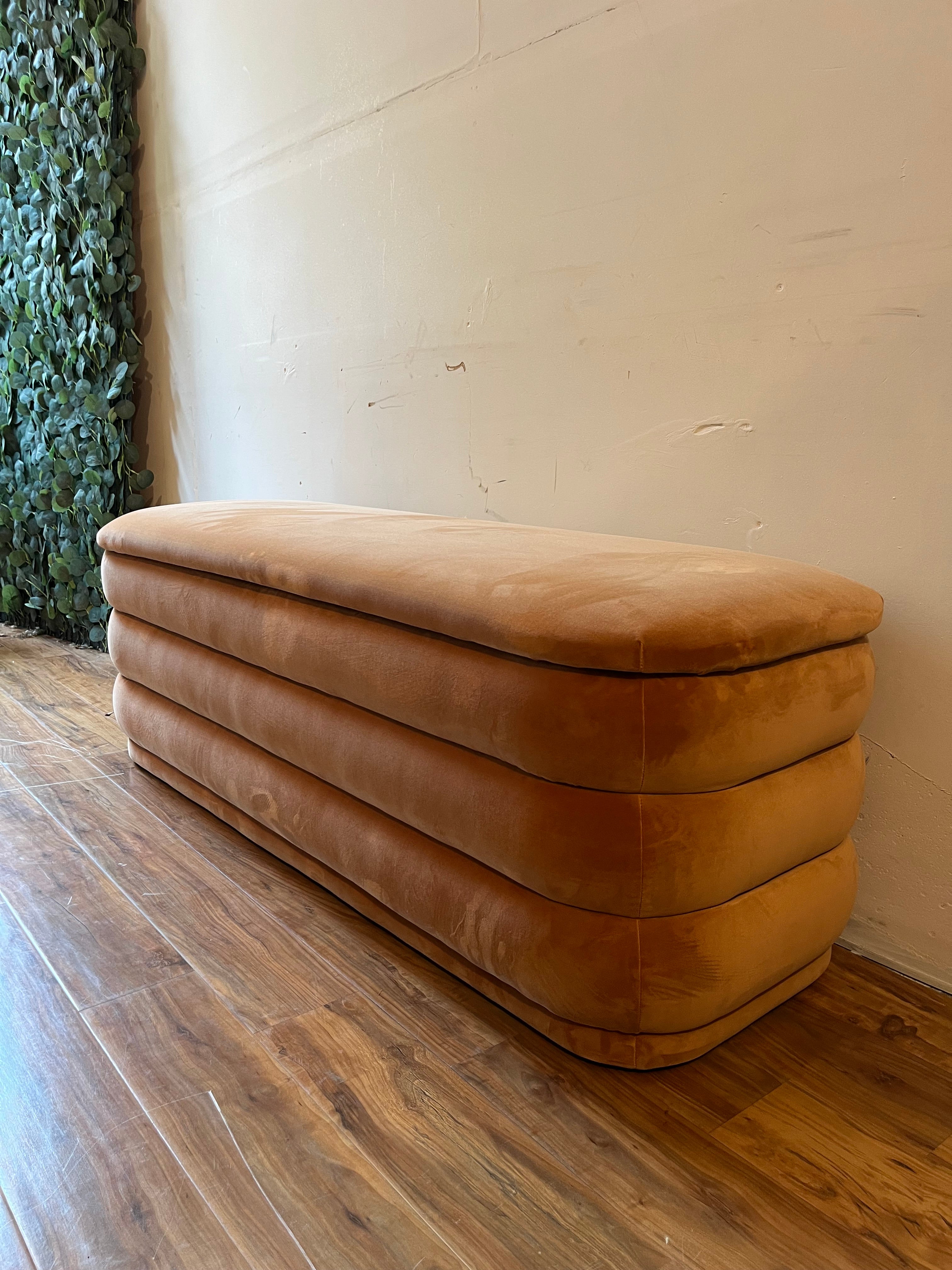 Article Rolph 55.5" Velvet Storage Bench - Plush Pacific Rust