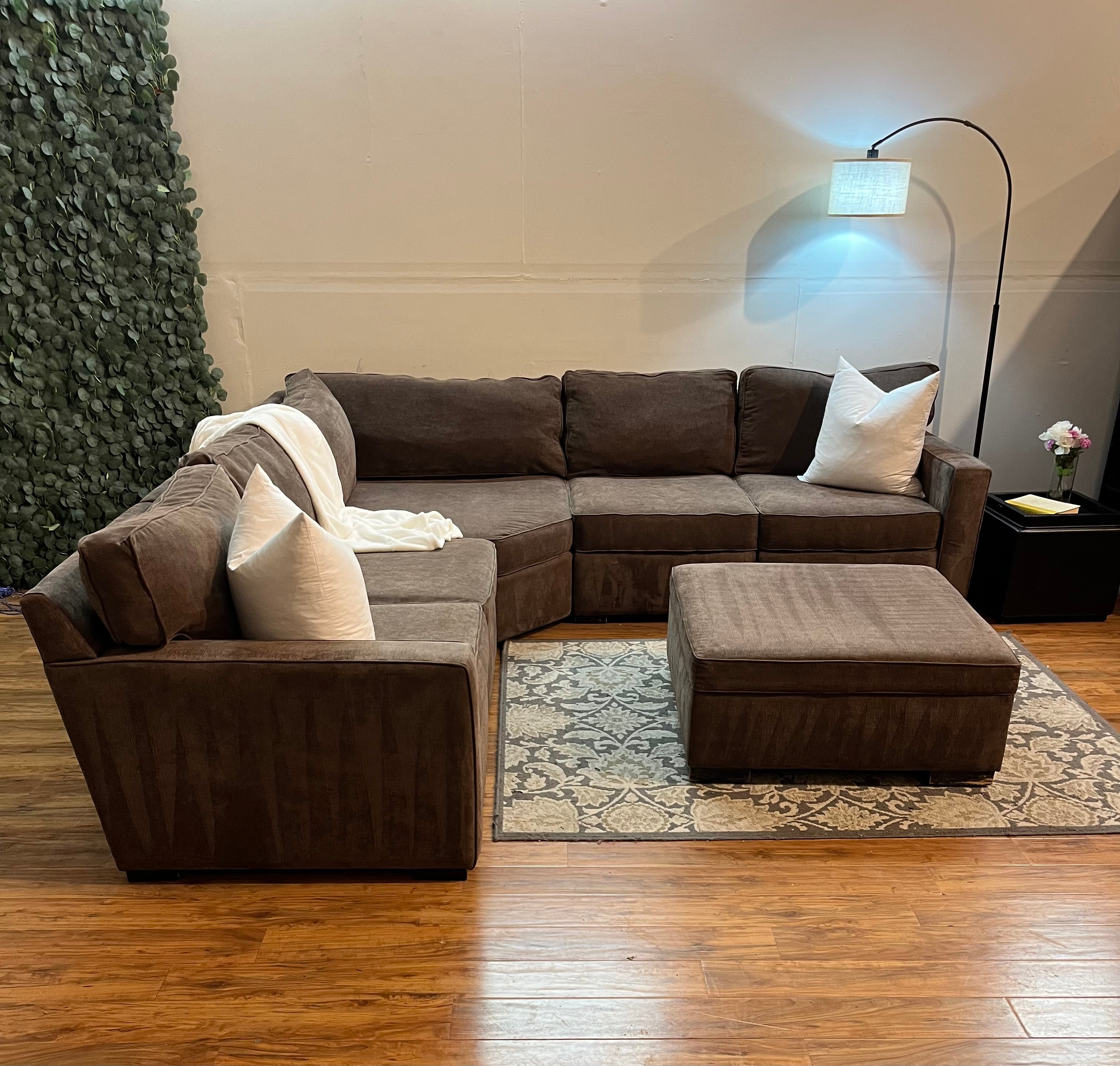 Macy’s Radley Sectional with Ottoman in Java Brown