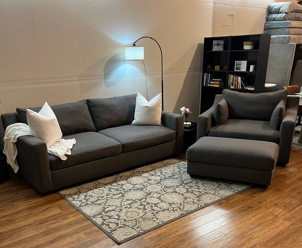 Oversized Sofa, Chair & Ottoman in Dark Slate