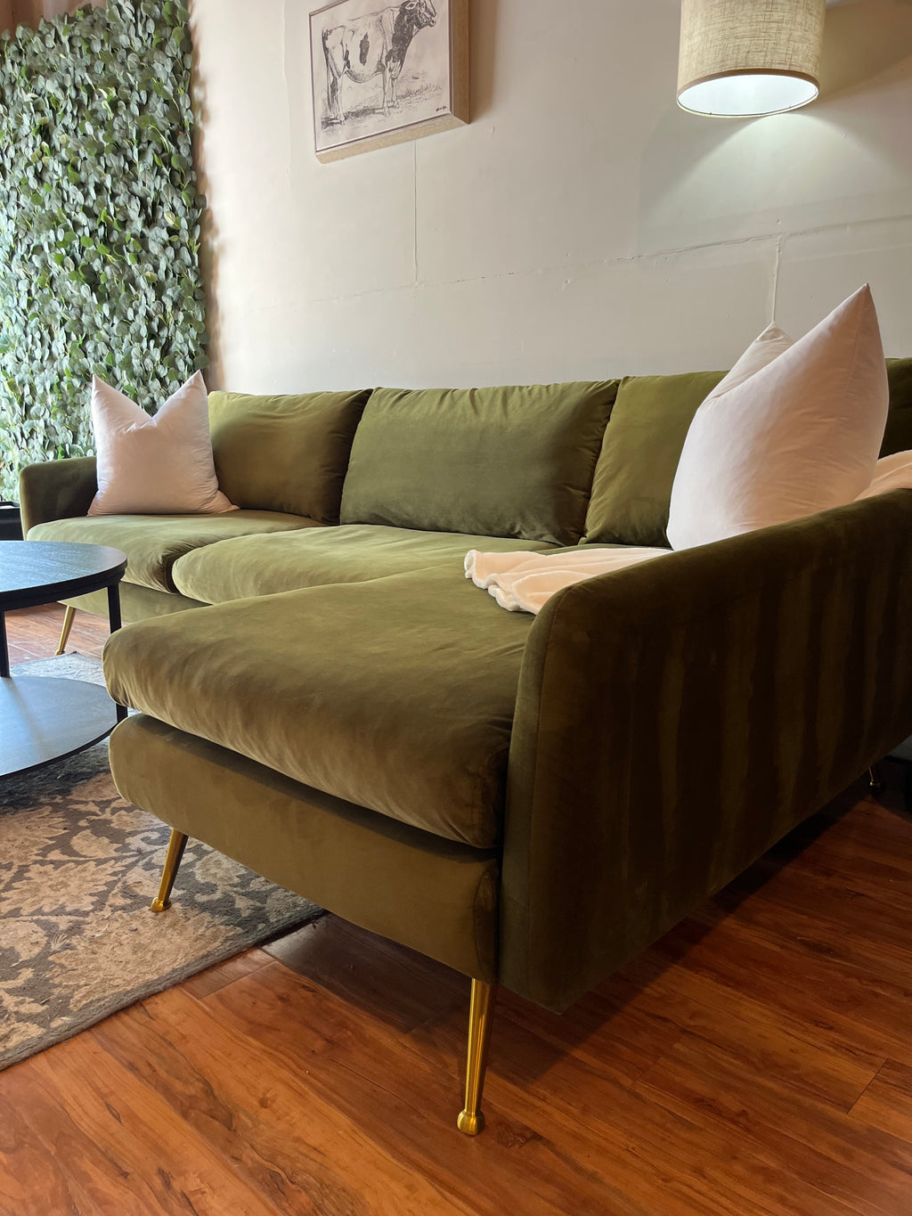 Albany Park Sectional in Olive Green