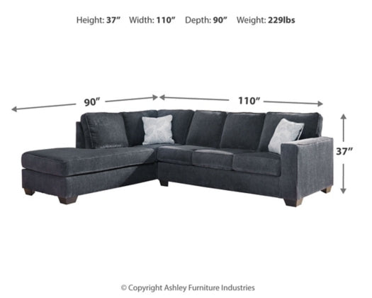 Altari 2-Piece Sleeper Sectional with LAF Chaise in Slate