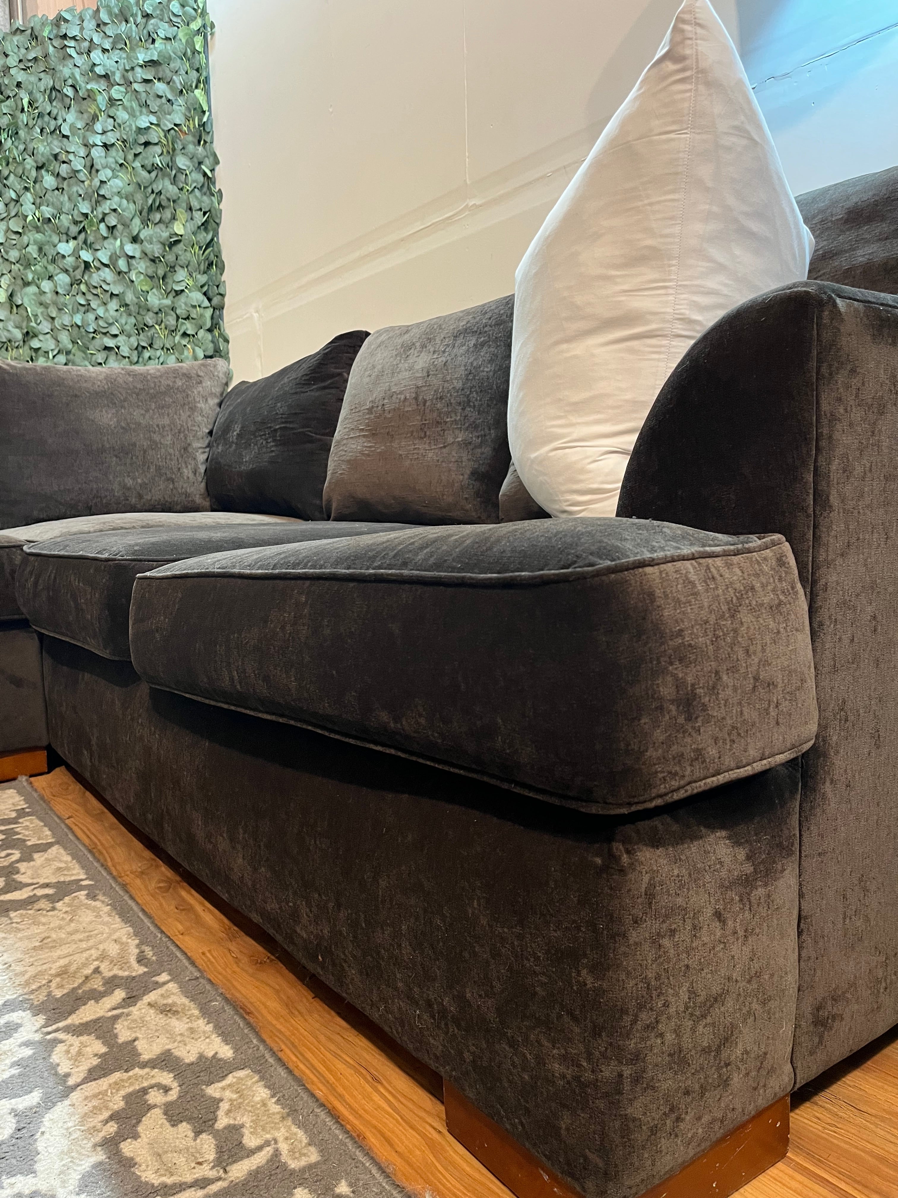 Jordan’s Furniture Sectional in Velvet Chocolate Brown