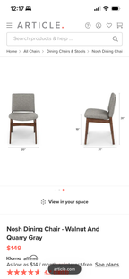 Article Nosh Dining Chairs (2) - Walnut and Quarry Gray