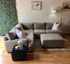 Cardi’s Furniture Sectional and Ottoman in Stone Gray