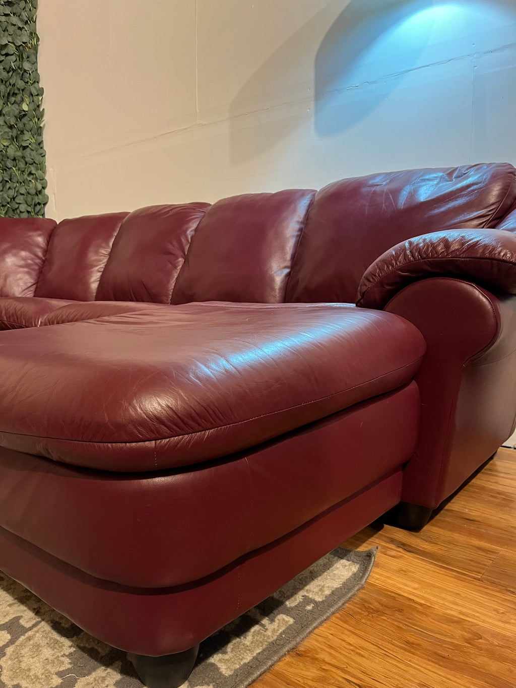 Natuzzi Italia Leather Sectional in Burgundy